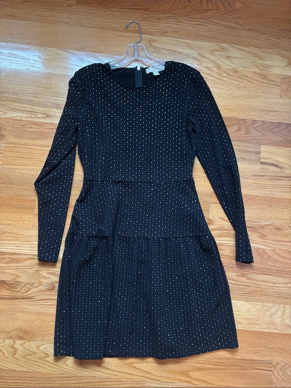 Michael Kors Black Long-Sleeve Studded Fit & Flare Dress